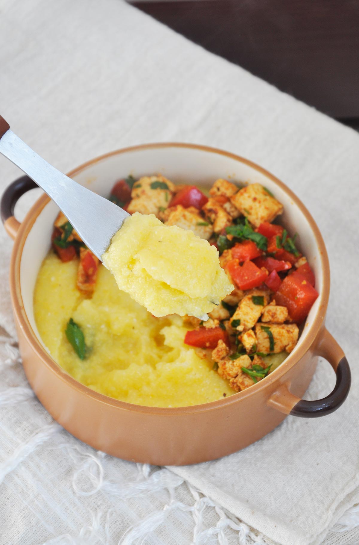 how to make creamy polenta with tofu