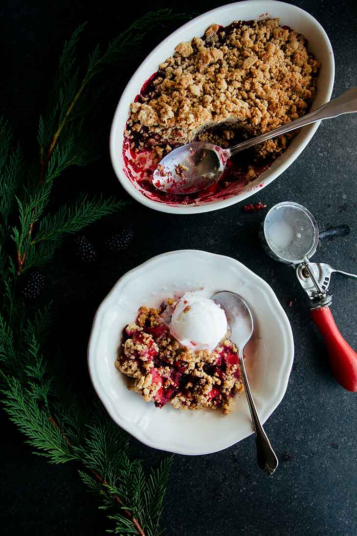 Blackberry, Apple and Gingerbread Crumble (Vegan + Grain-Free)