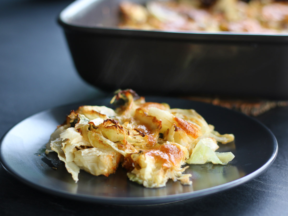 vegetarian cheesy cabbage casserole