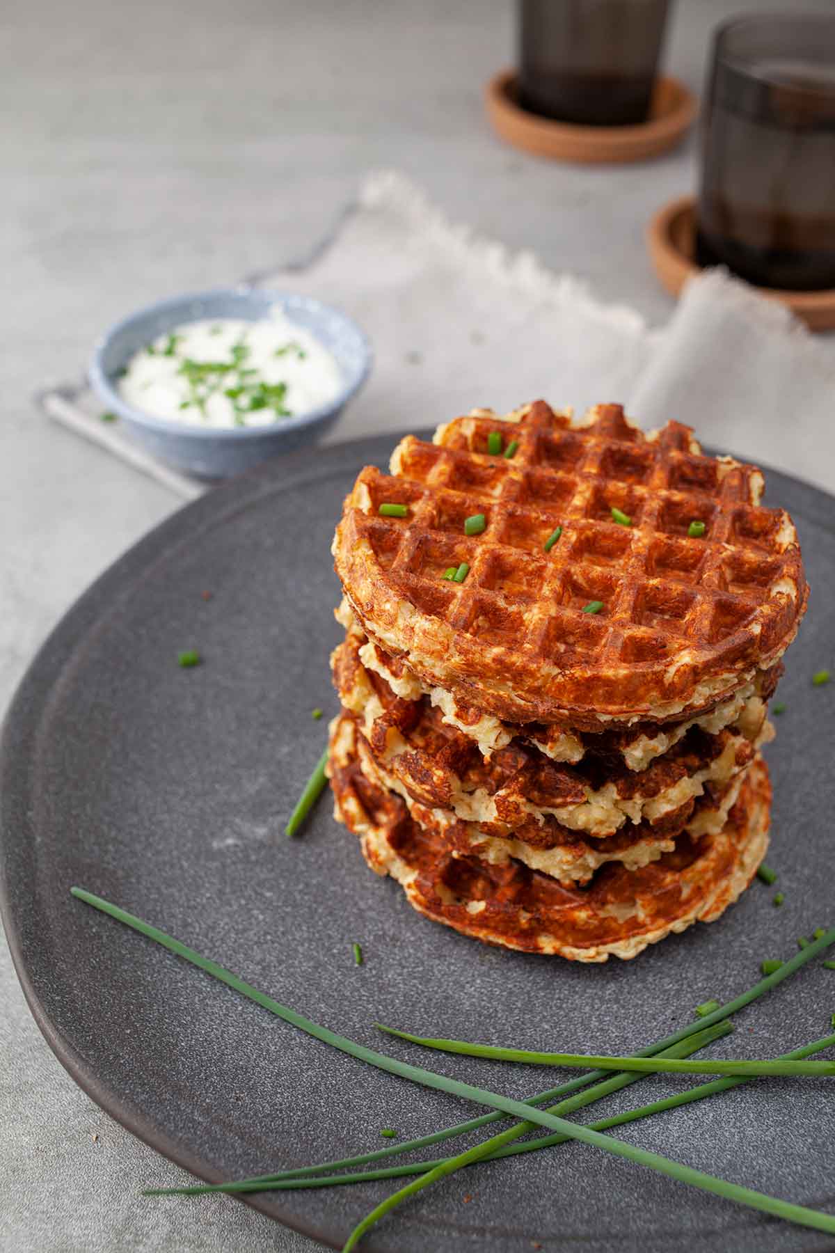 Cottage cheese waffles with oats