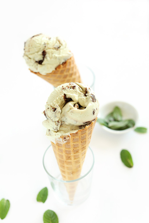Creamy Vegan Mint Brownie Ice Cream