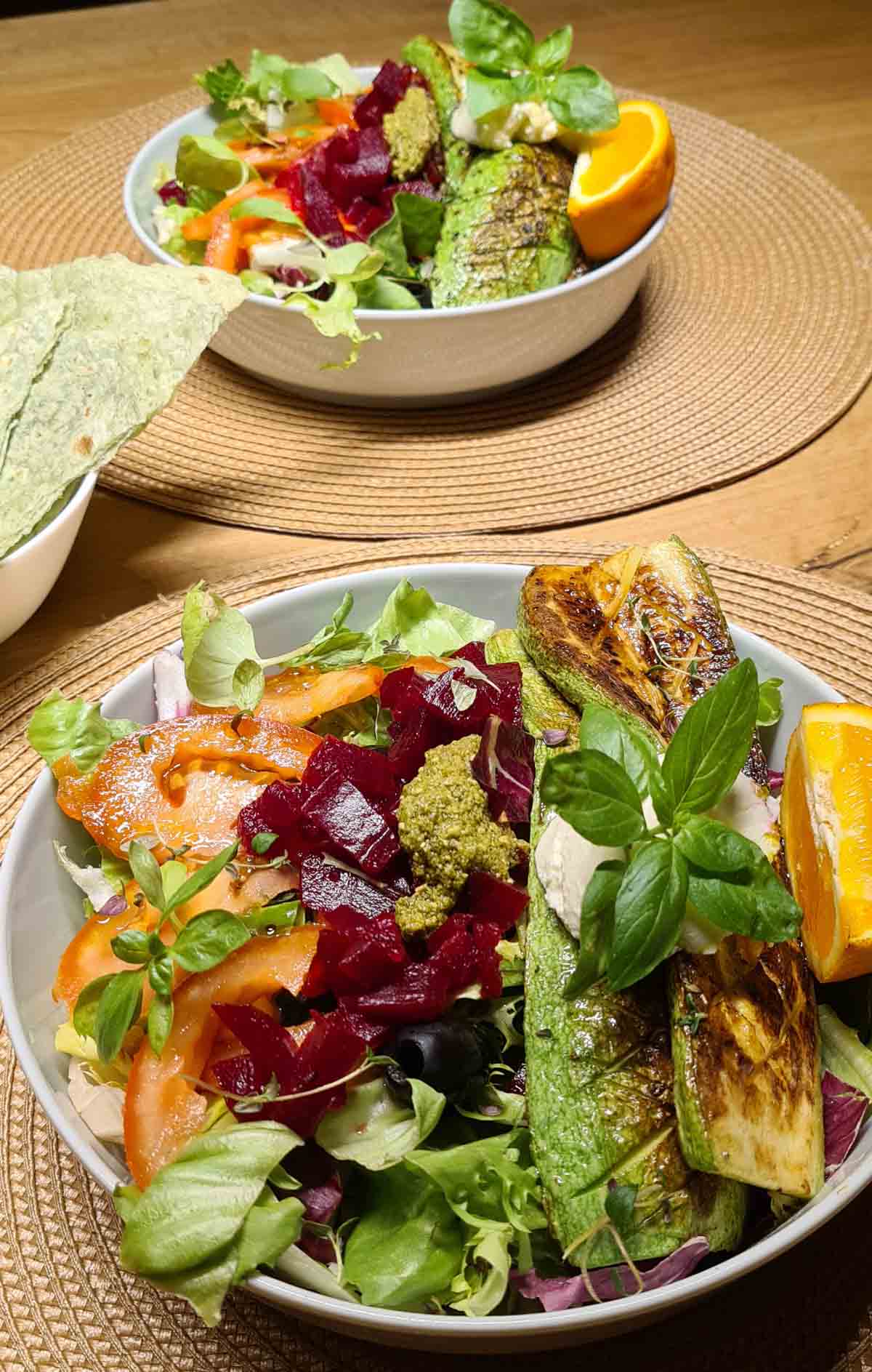 vegan Grilled Zucchini and Beetroot Salad