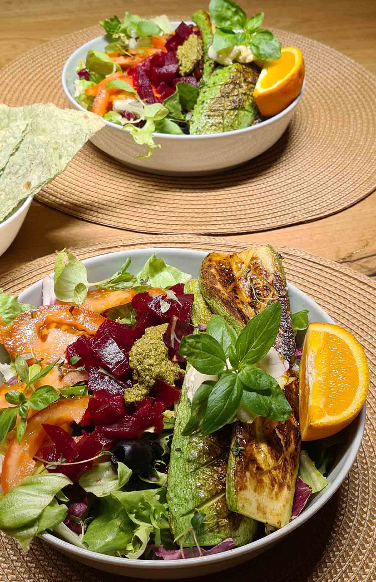 how to make a grilled zucchini and beetroot salad