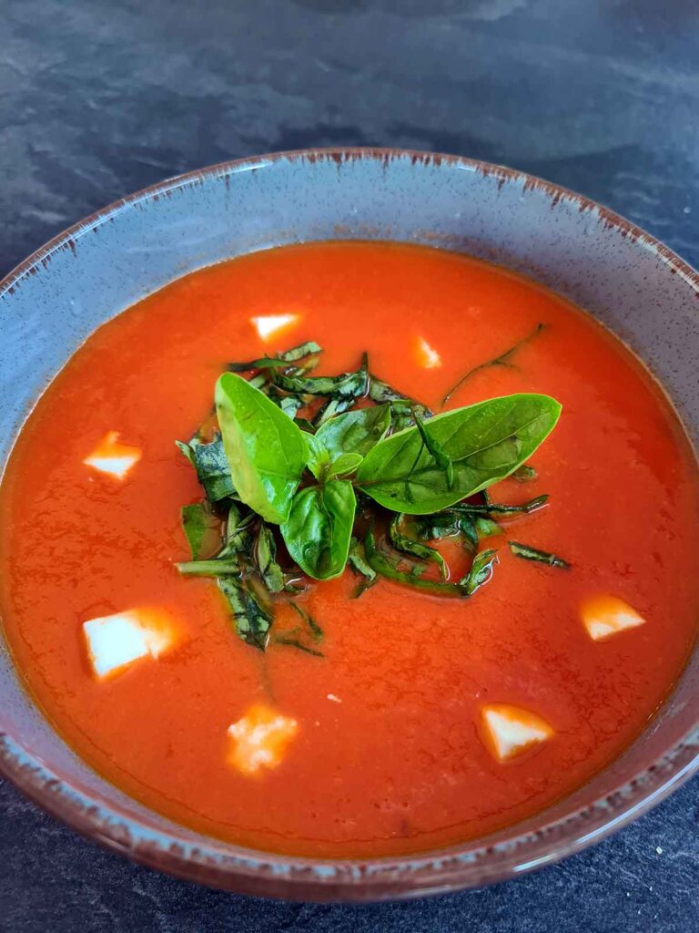 Roasted tomato soup with feta