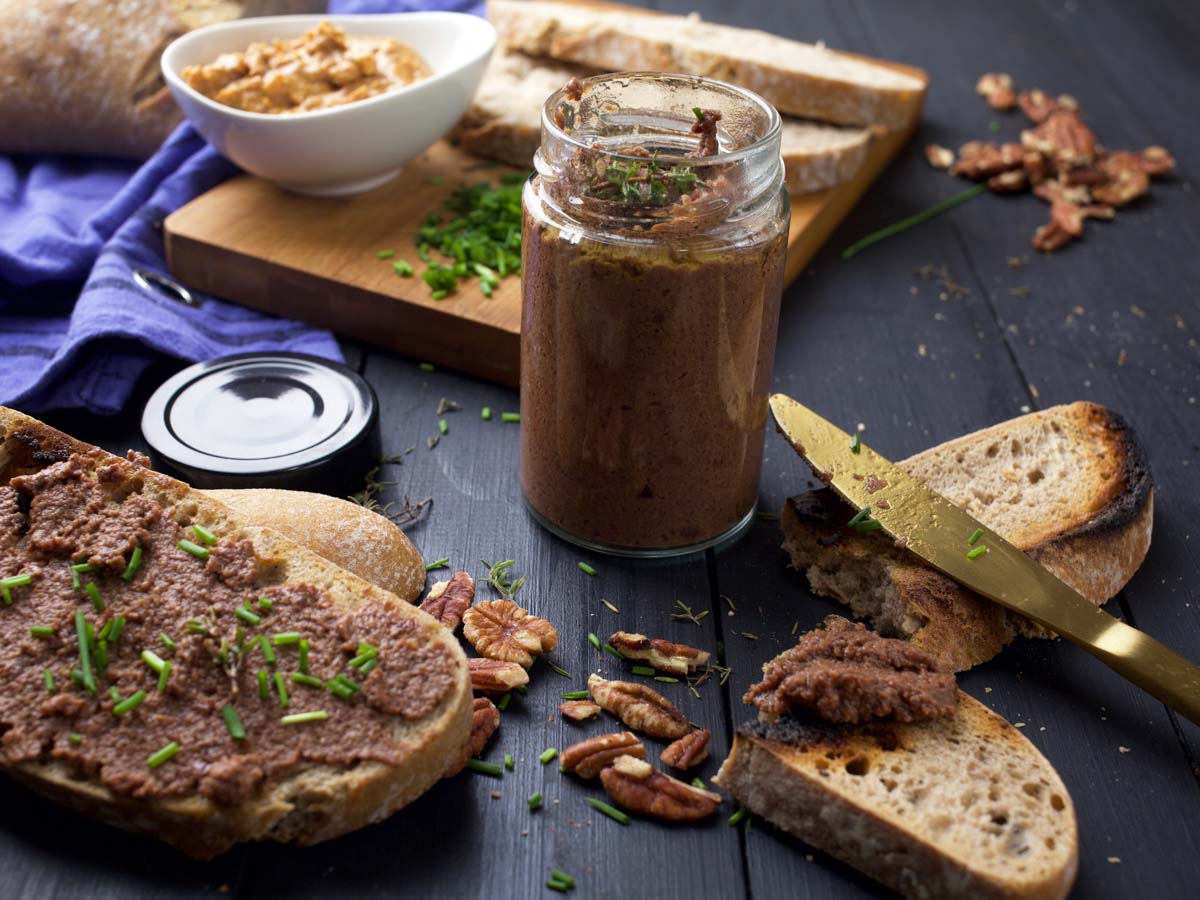 Vegan Mushroom Pâté homemade spread on toast