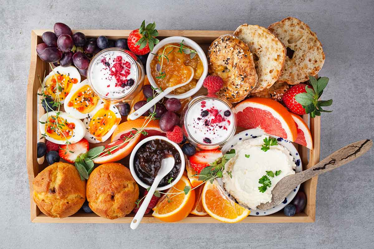 Vegetarian breakfast board Meatless breakfast platter